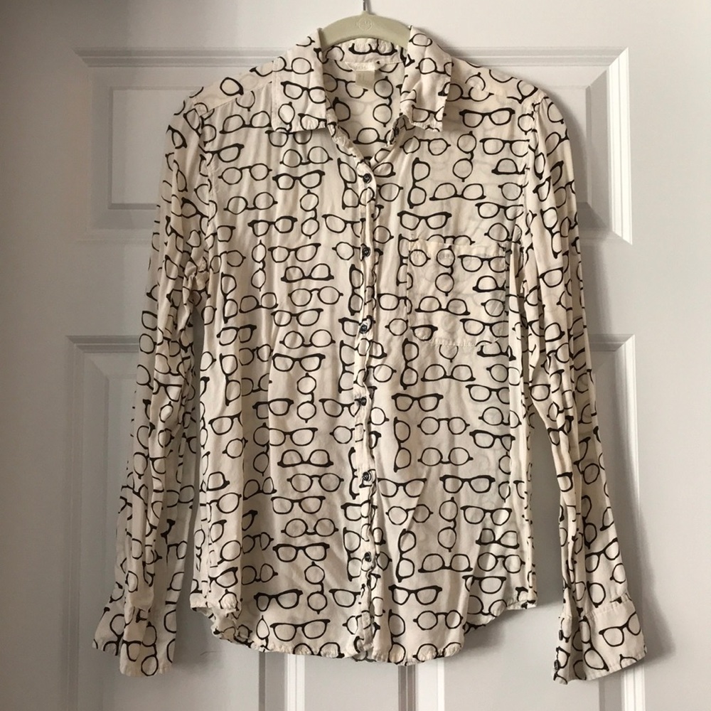 Forever21 Button Down - GLASSES print - Size S